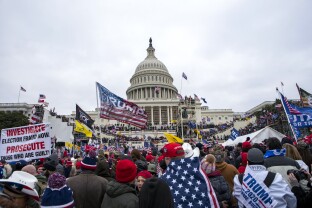 Rioters loyal to President Donald Trump rally at the U.S. Capitol in Washington on Jan. 6, 2021.