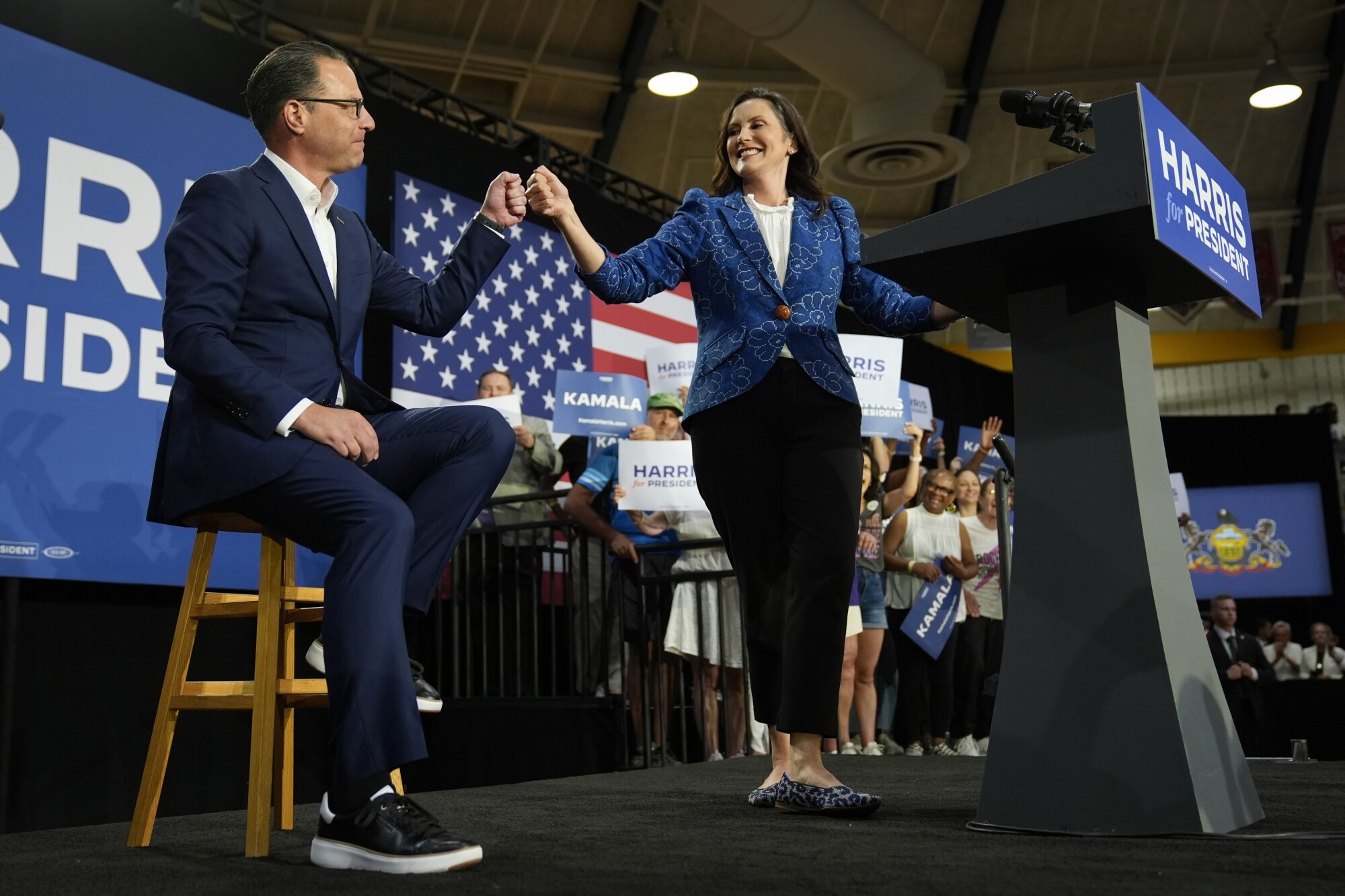 Pennsylvania Gov. Josh Shapiro and Michigan Gov. Gretchen Whitmer
