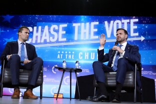 Charlie Kirk (left) and JD Vance (right)