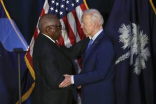 U.S. Rep. Jim Clyburn, D-S.C., welcomes President Joe Biden.