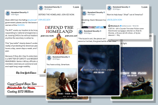 A compiled image of various X posts by the United States Department of Homeland Security.