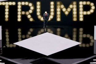 Donald Trump is introduced during the 2024 RNC.