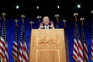 Democratic presidential candidate former Vice President Joe Biden speaks during the fourth day of the Democratic National Convention in 2020.
