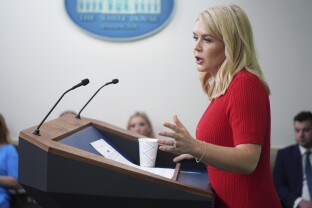 White House press secretary Karoline Leavitt speaks during a briefing