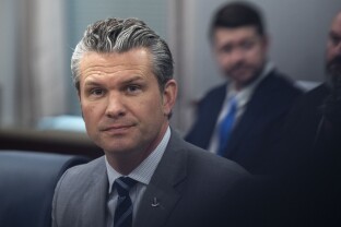 Defense Secretary Pete Hegseth at a meeting.