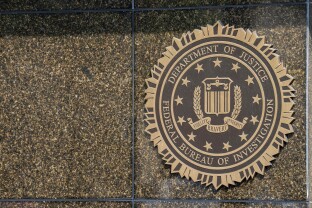 The FBI seal on the J. Edgar Hoover Building in Washington DC.