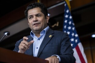 Rep. Jimmy Gomez speaks during a press conference.