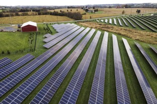 Solar panels on farmland