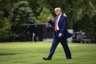 Donald Trump raises his fist