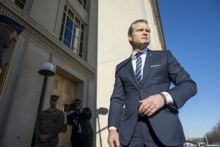 Defense Secretary Pete Hegseth arrives at the Pentagon.