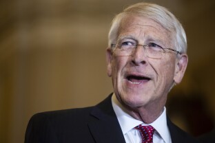 Sen. Roger Wicker speaks during a press conference.