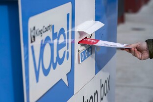 A King County ballot drop box in Washington State.