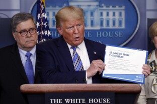 Trump speaks about the coronavirus.