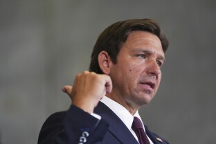 Gov. Ron DeSantis speaks during a press conference