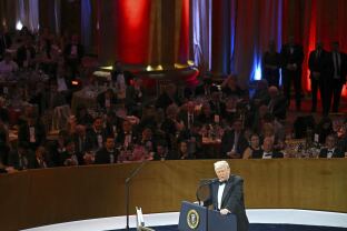 Trump speaking at the NRCC dinner.