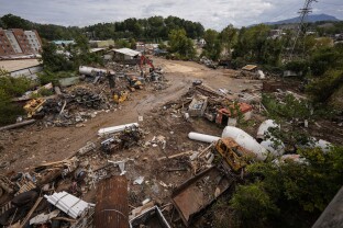 Debris is seen in the aftermath of Hurricane Helene in Asheville, N.C.